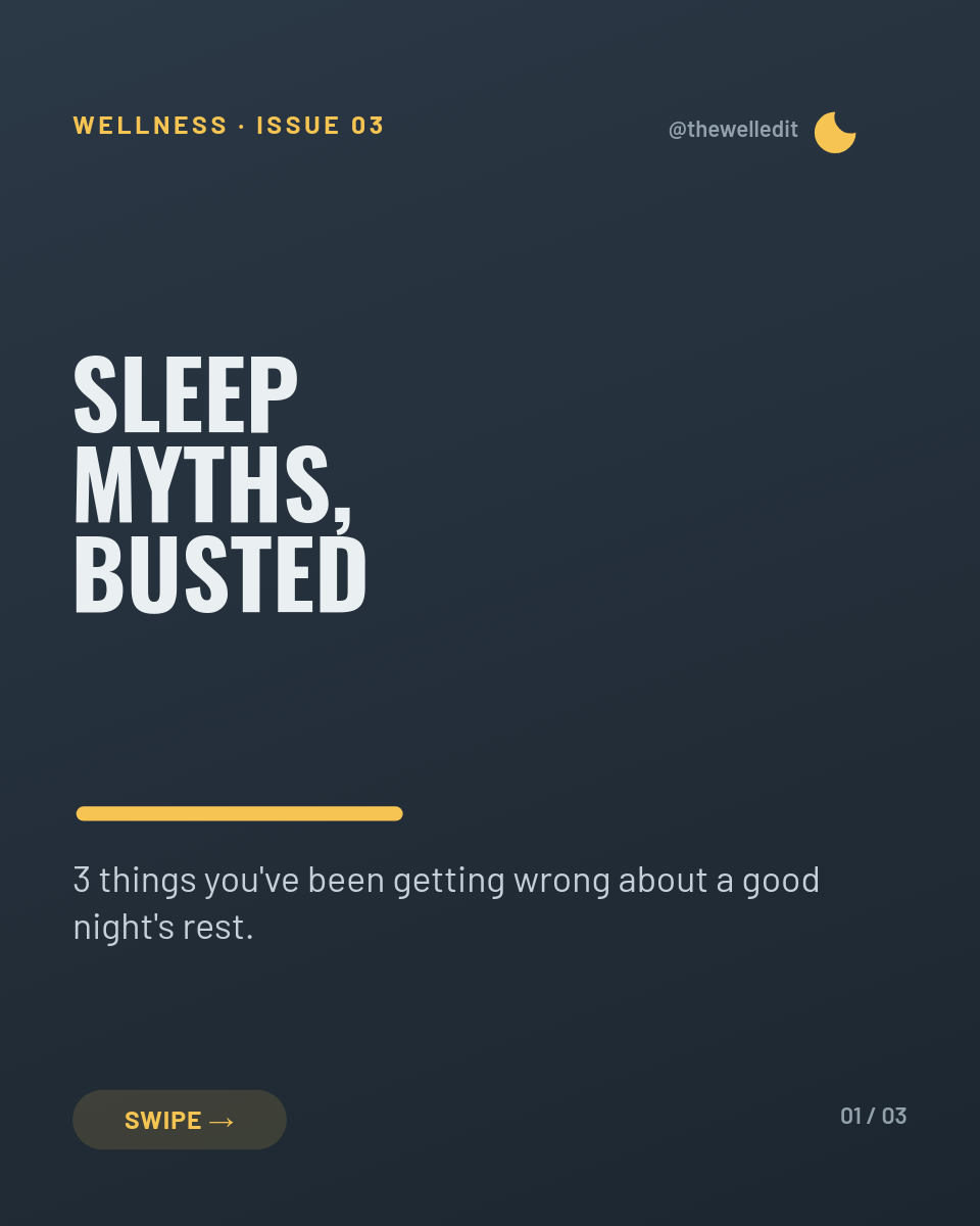 Sleep Myths Carousel — Slate & Sun-Yellow Myth vs Fact - Page 1