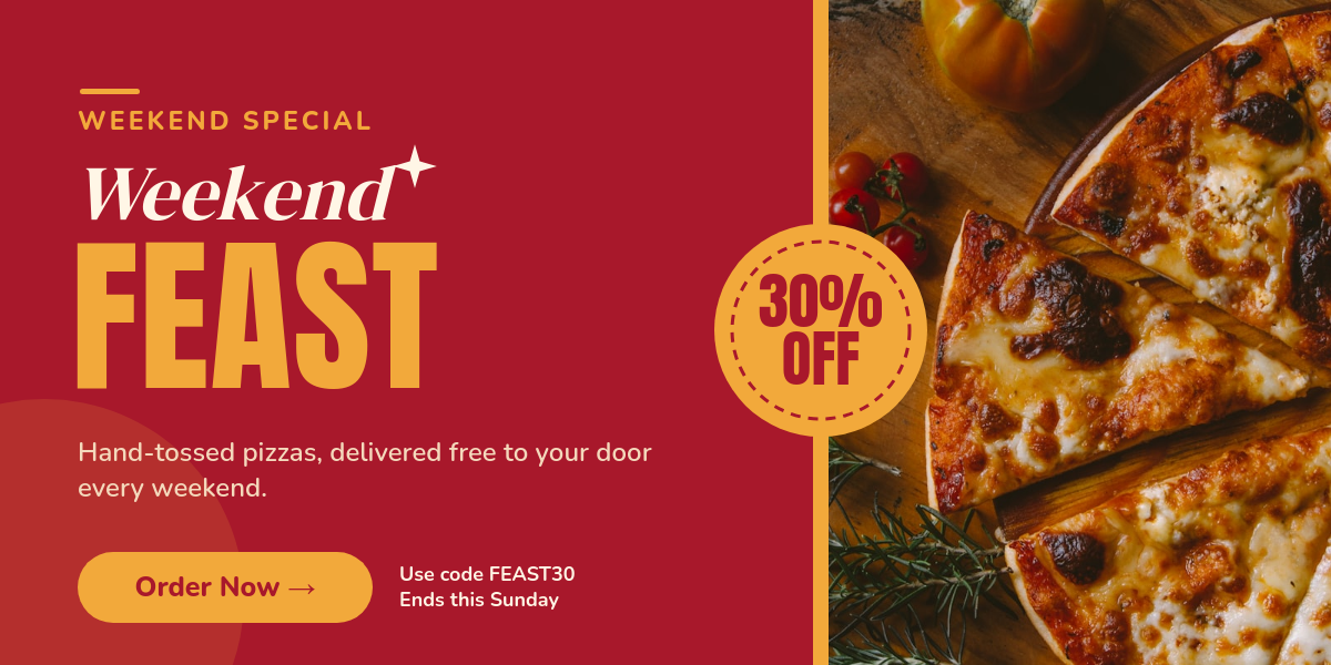 Bold Crimson Weekend Feast Restaurant Email Banner