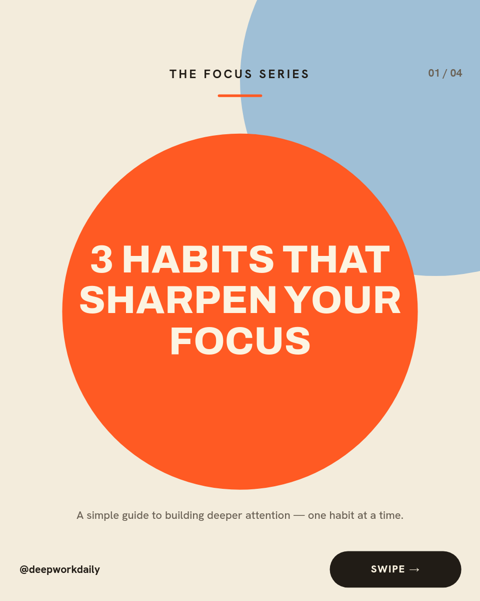 Vibrant Cream and Orange Focus Habits Instagram Carousel - Page 1