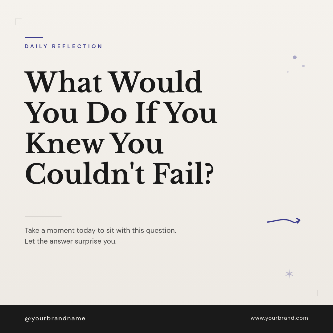 Minimal Cream Self-Improvement Prompt Card with Giant Serif Headline and Indigo Accents