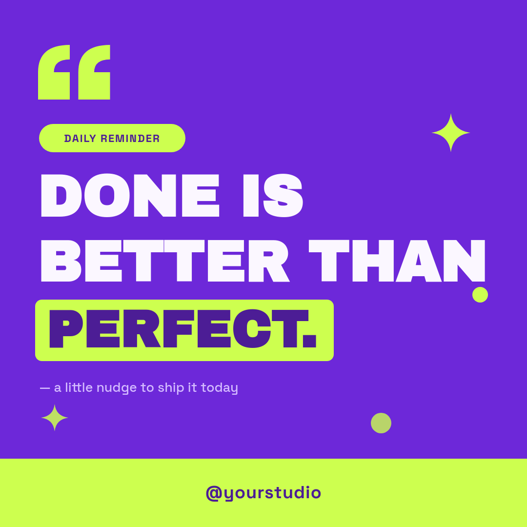 Bold Purple & Lime Quote Card Instagram Post with Highlighted Word