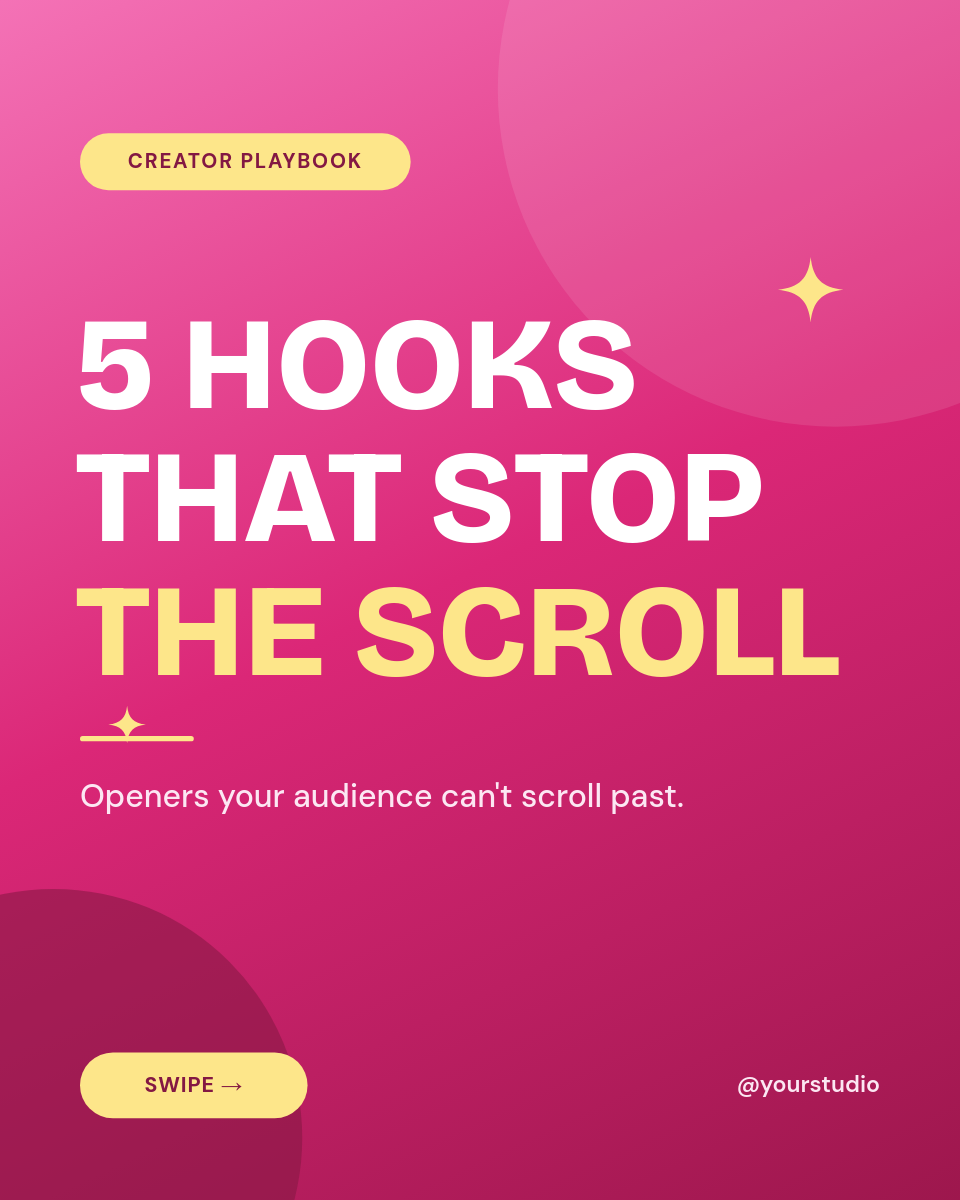 Bold Fuchsia Content Hooks Instagram Carousel - Page 1