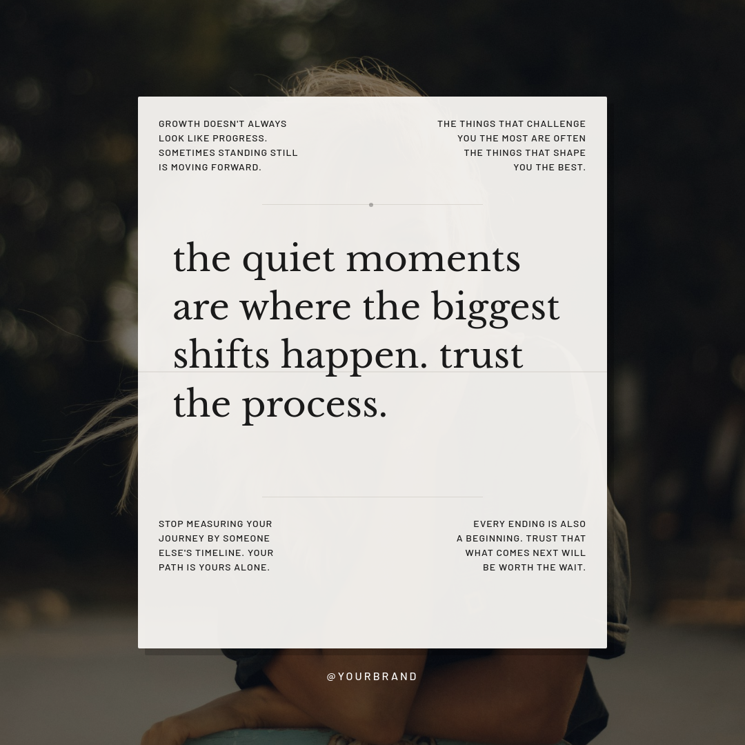 Monochrome Paper Quote Card with Portrait Background and Corner Annotations