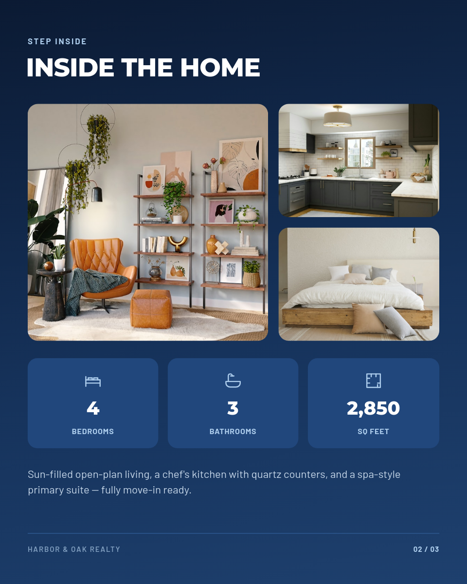 Navy Just Listed Real Estate Instagram Carousel (3 Slides) - Page 2