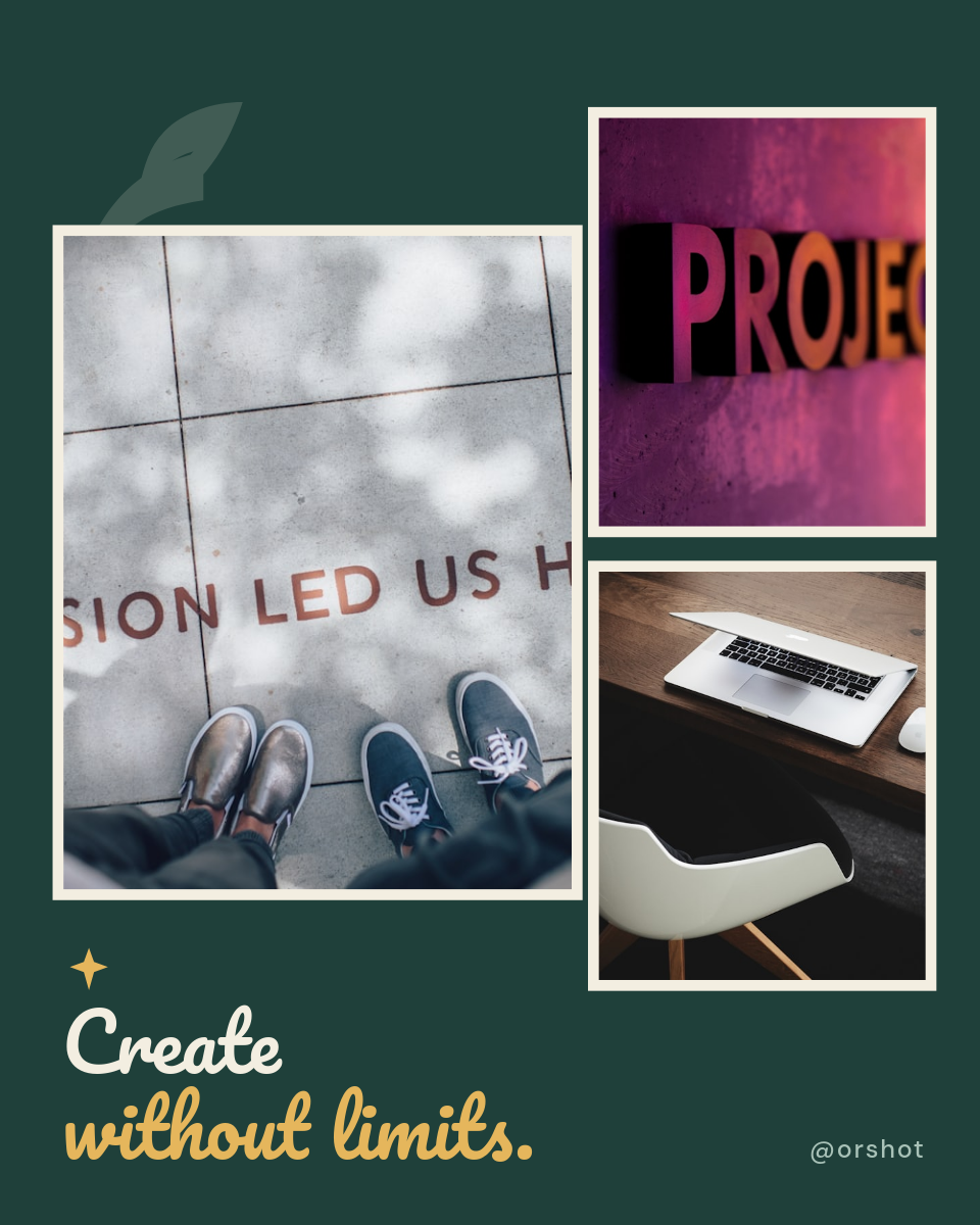 Teal Photo-Collage "Create Without Limits" Quote — IG Portrait