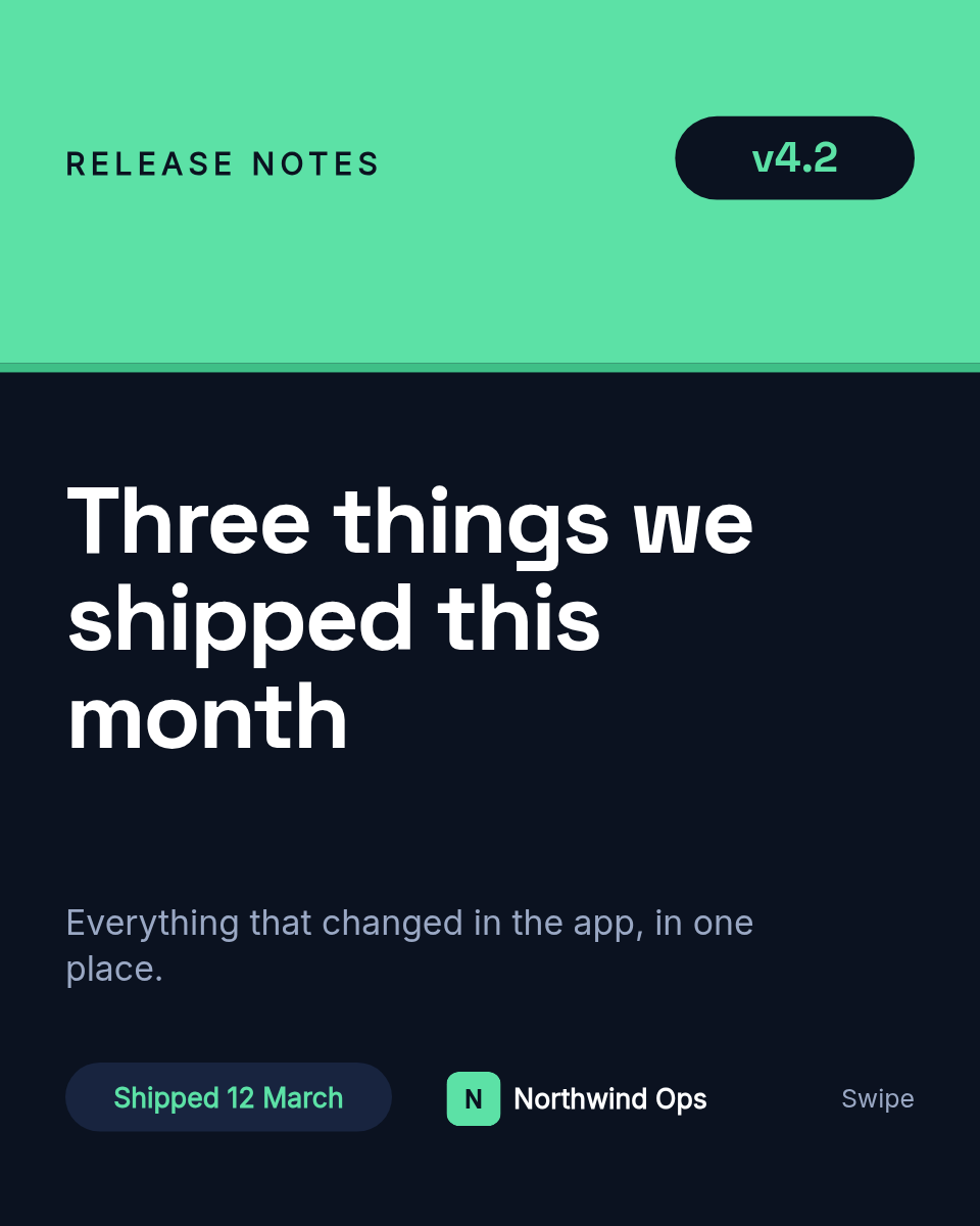 SaaS release notes carousel - Page 1