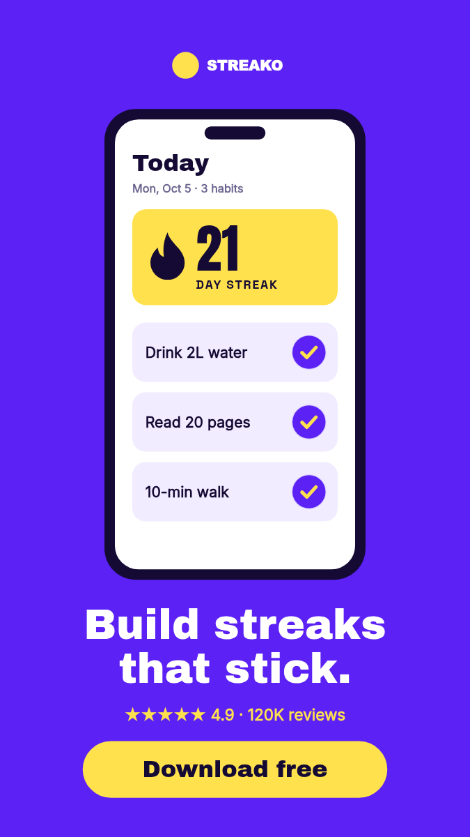 Animated App Ad Story 9:16 — Habit Tracker, Violet & Yellow