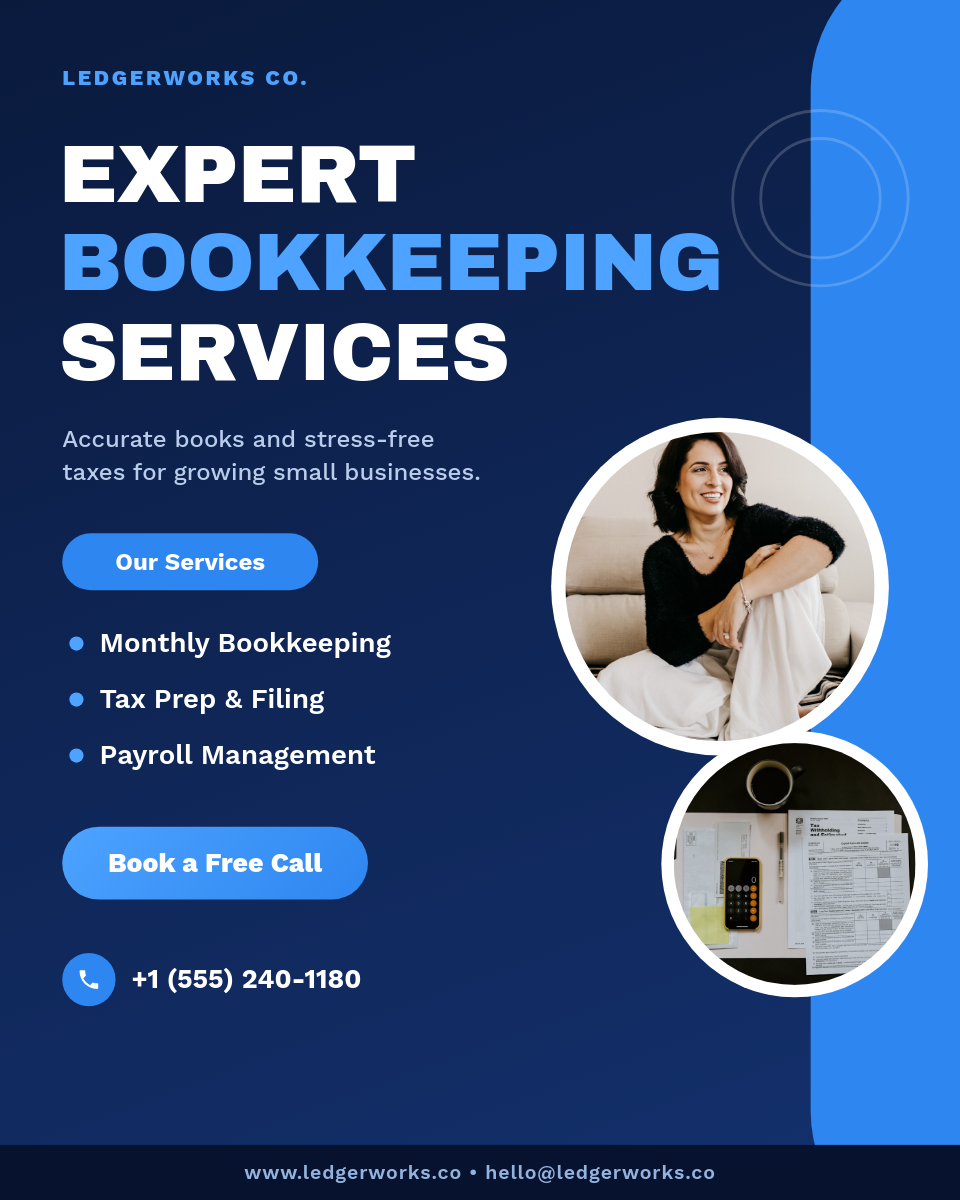 Bold Navy Bookkeeping Services Instagram Ad with Dual Photos
