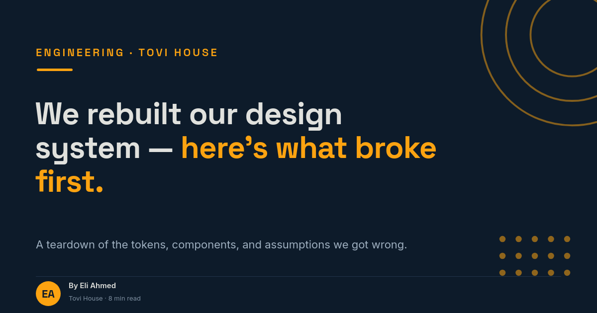 Dark Editorial Blog OG Card — Space Grotesk Headline with Amber Accent Word