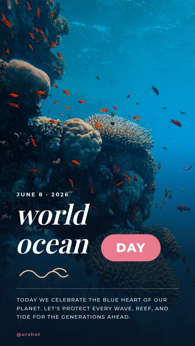 World Ocean Day Underwater Awareness Story — Serif & Blush Badge
