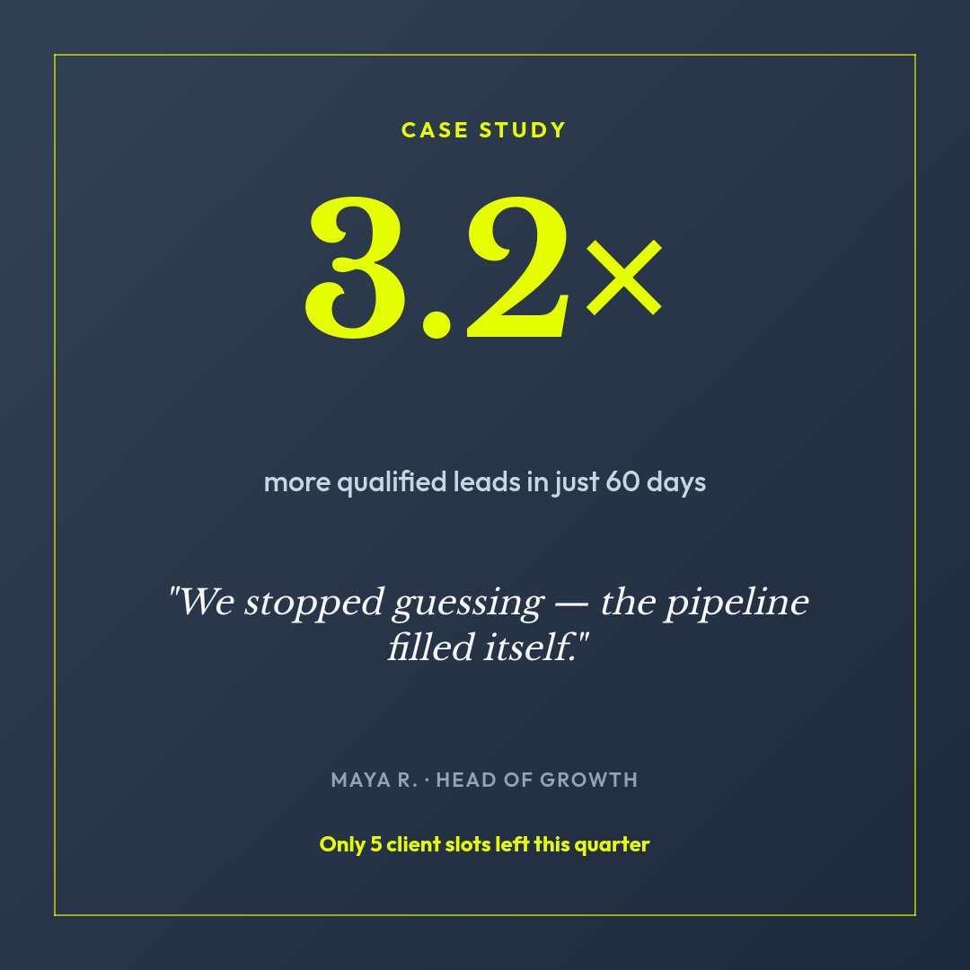 Slate & Electric Yellow Case Study Result Testimonial Card