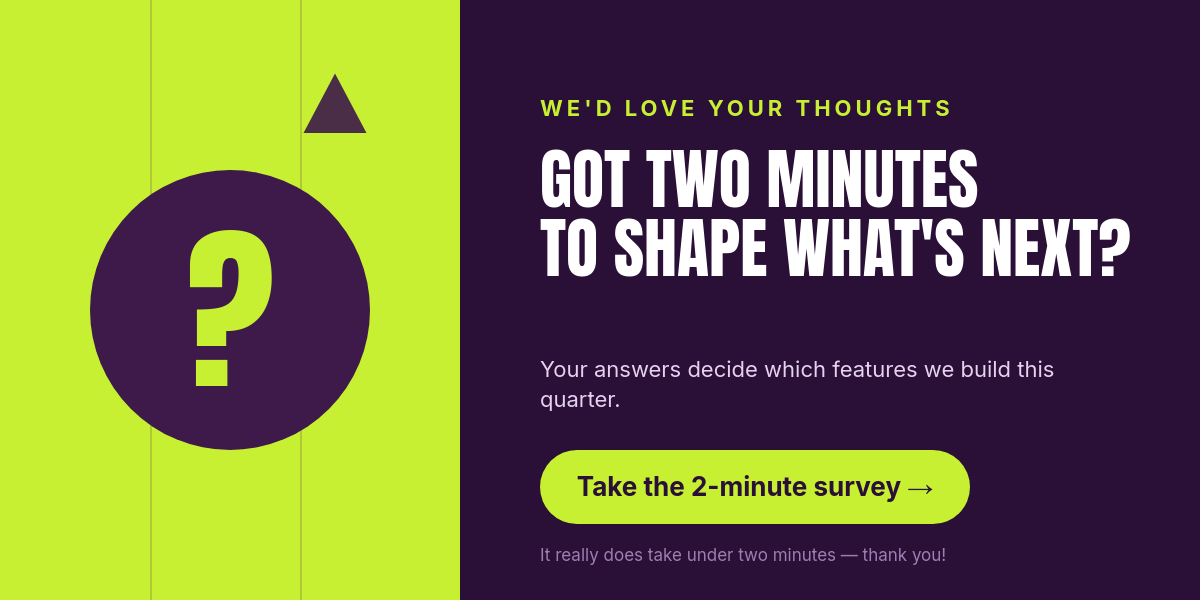 Customer Survey Request Email Banner — Chartreuse & Plum