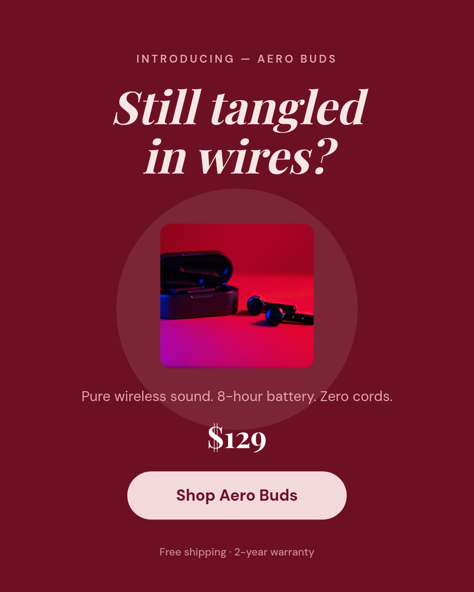 Burgundy & Blush Minimal Wireless Earbuds Product Card
