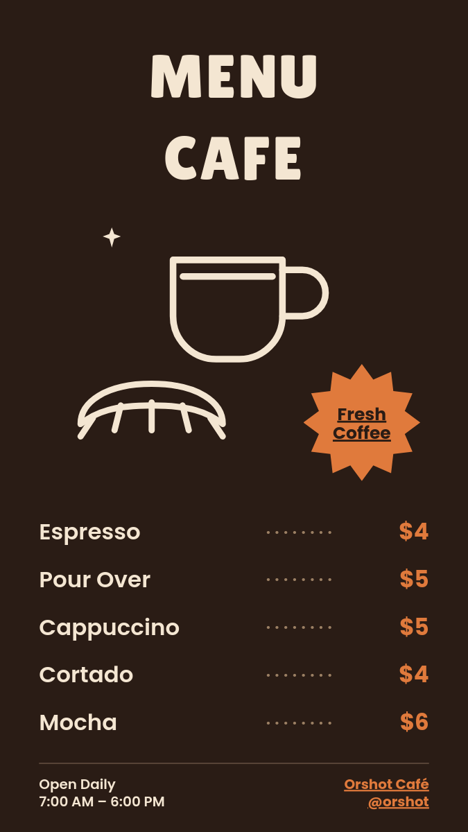 Espresso & Cream Hand-Lettered Cafe Coffee Menu Story