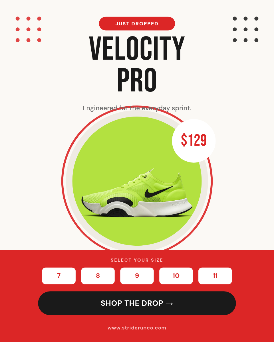 Bold Red Color-Blocked Sneaker Drop Product Card