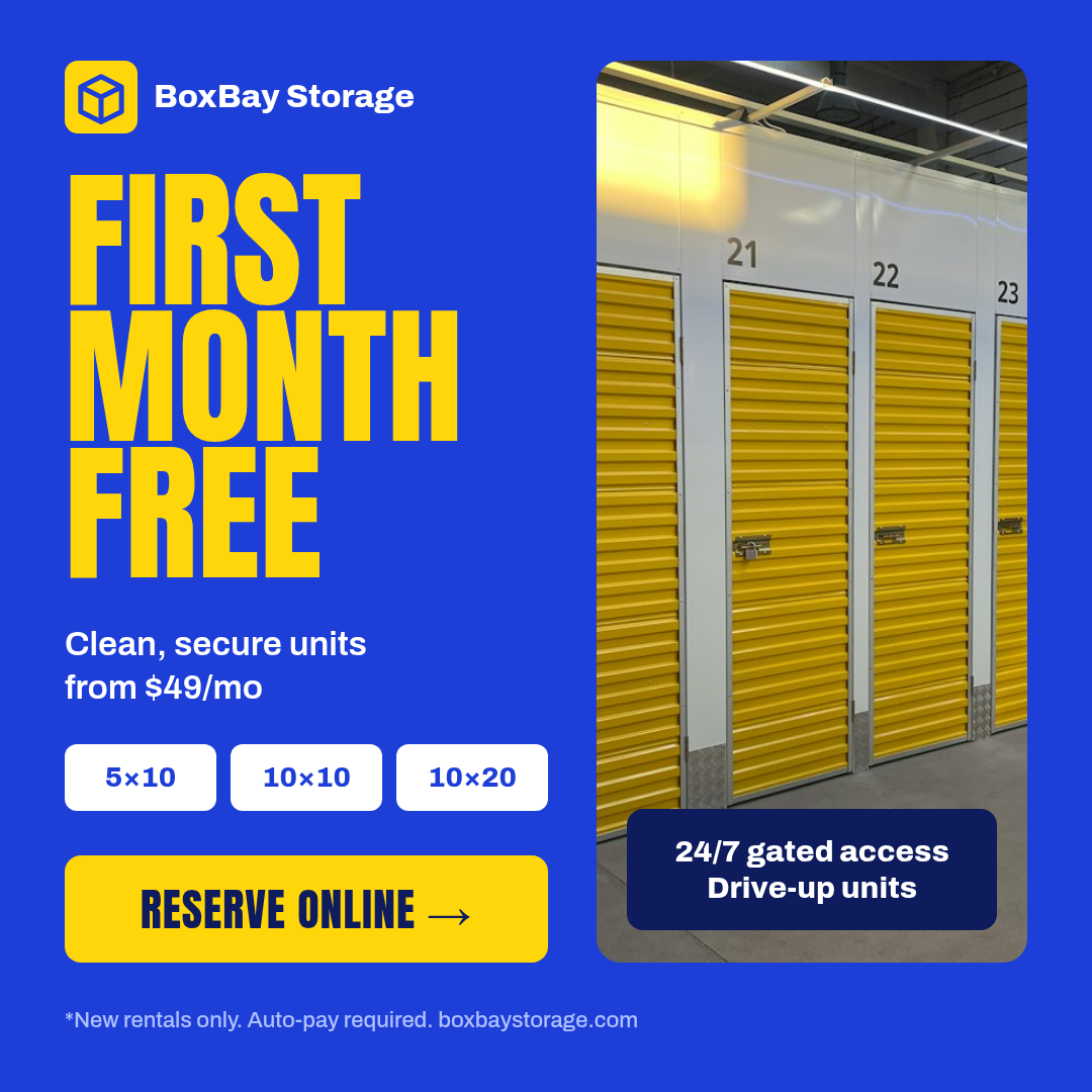 Self Storage Ad Set — First Month Free, Yellow & Blue - Page 1