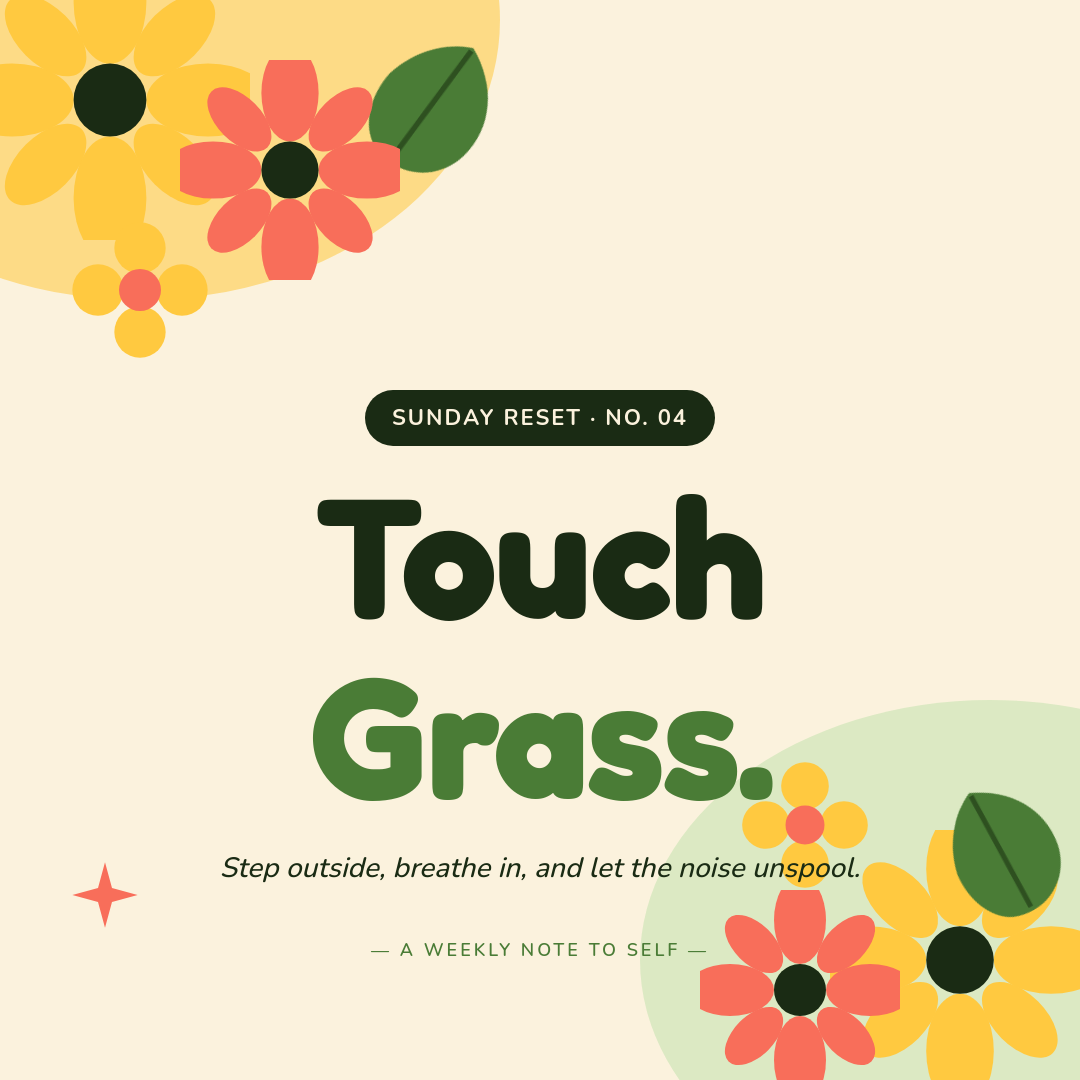 Coral & Leaf Green Sunday Reset Wellness Quote Card with Rounded Display Type and Floral Corners