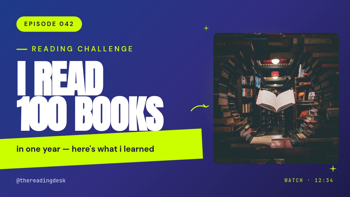 Bold Cobalt 100 Books Challenge YouTube Thumbnail with Chartreuse Accent