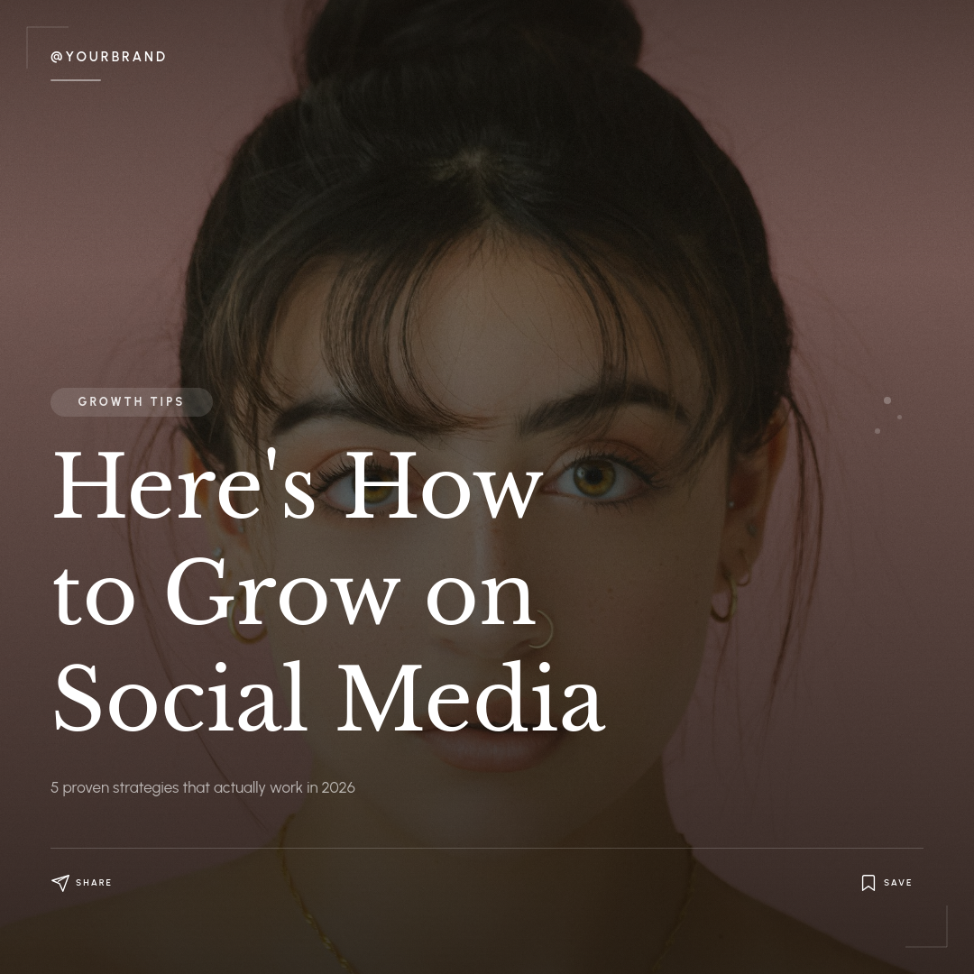 Warm Moody Photo-Forward Social Media Growth Tip Post with Large Serif Headline