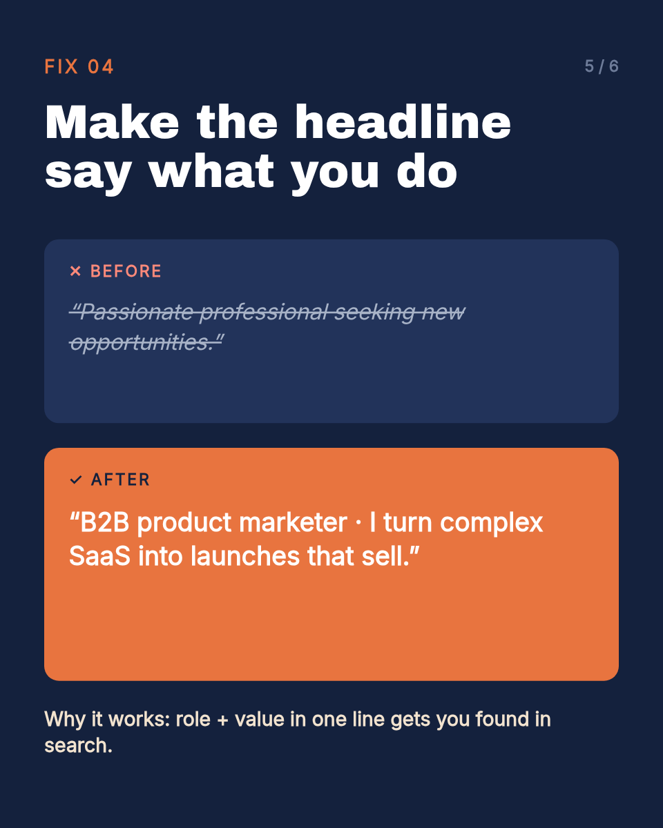 LinkedIn Carousel — Resume Before & After, Navy & Clay - Page 5