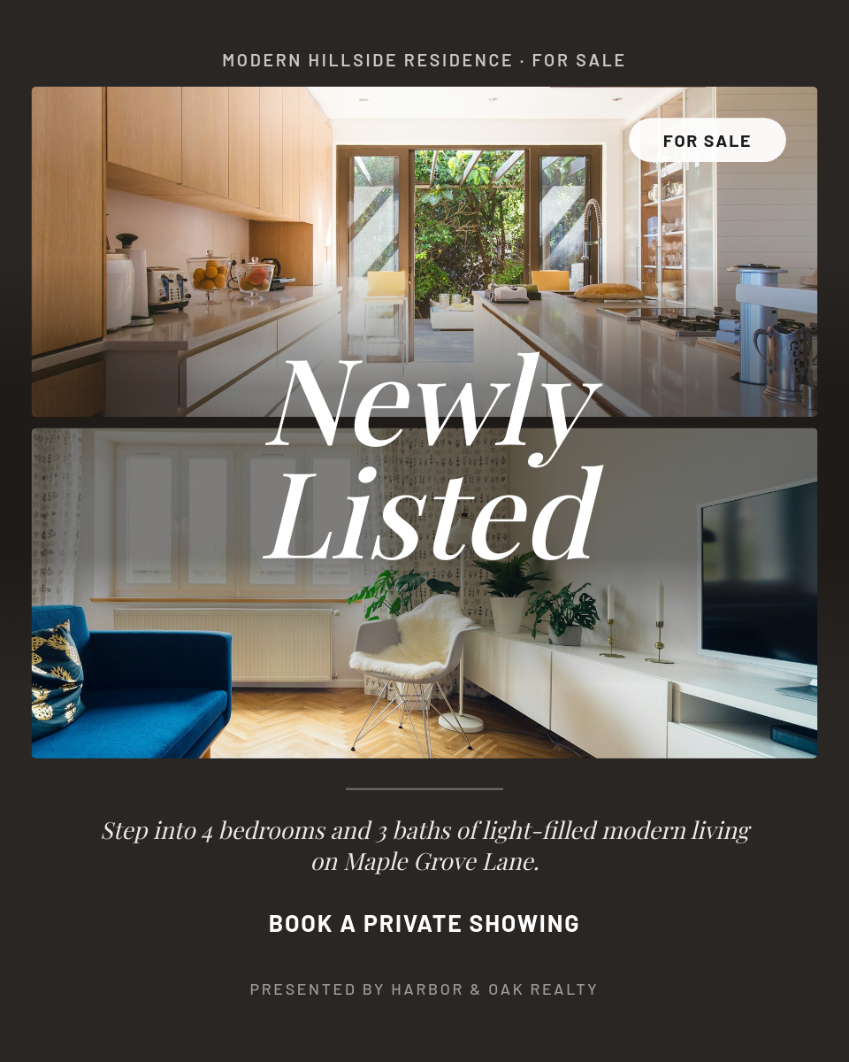 Charcoal Editorial New Listing Real Estate Instagram Post