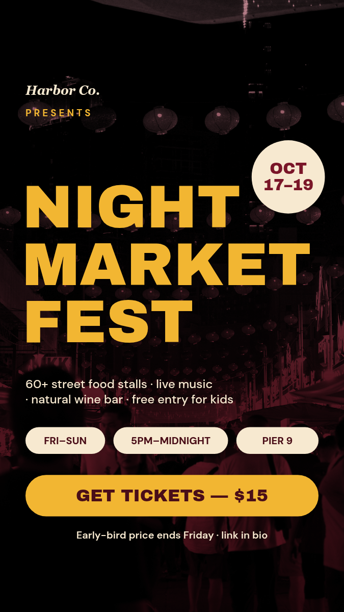 Animated Event Promo Story 9:16 — Oxblood & Mustard Market