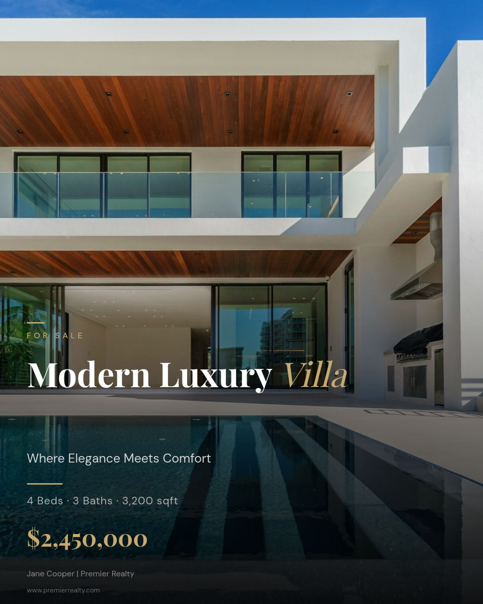 Luxury Villa Listing — Serif Photo Overlay
