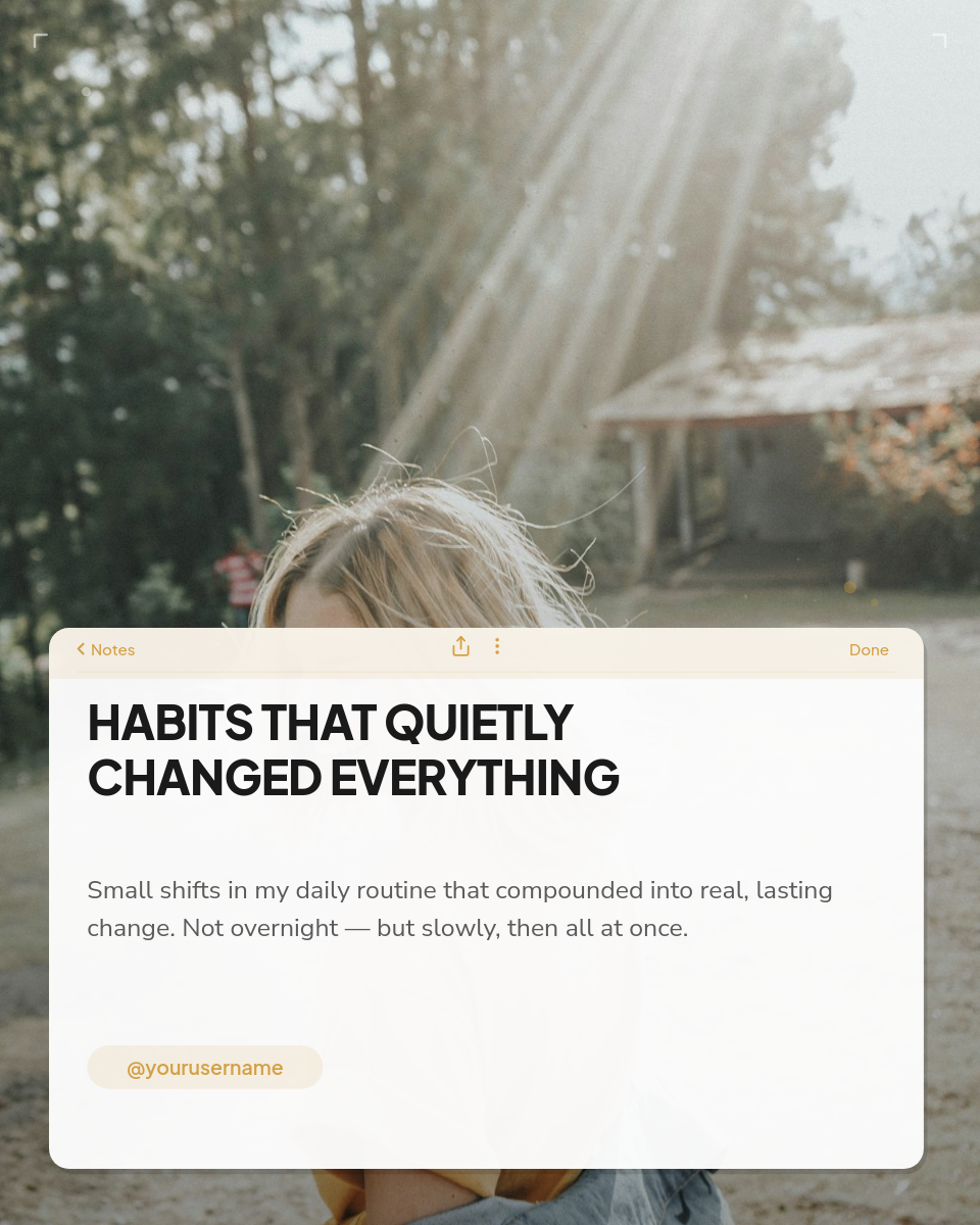 Warm Notes Card Overlay on Lifestyle Photo with Bold Headline
