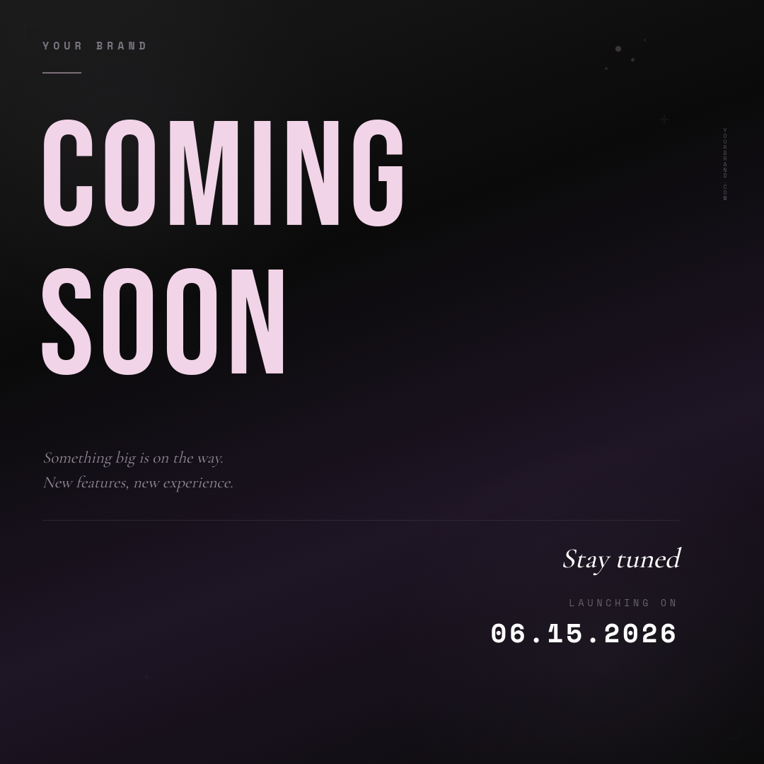 Bold Coming Soon Launch Teaser with Grainy Dark Texture