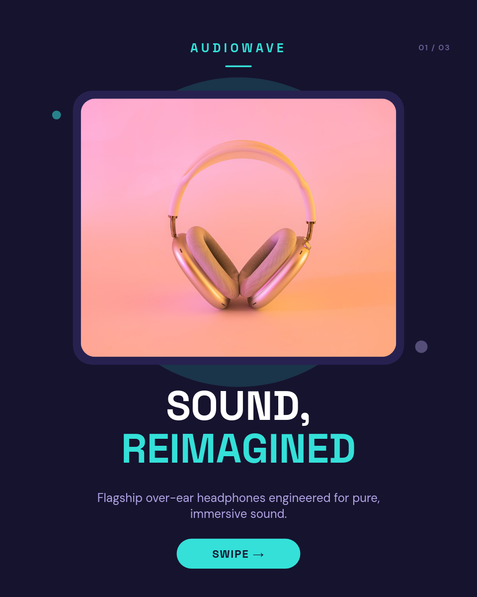 Bold Indigo Premium Headphones 3-Slide Product Carousel - Page 1