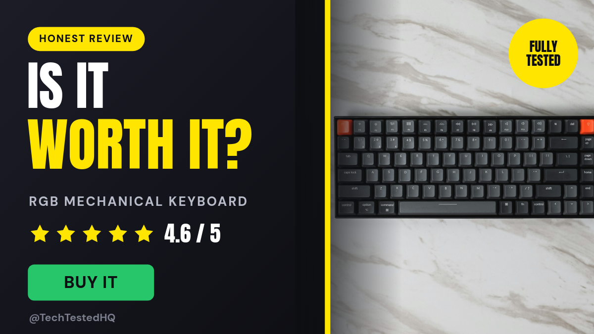 Dark Mechanical Keyboard Review YouTube Thumbnail with Star Rating