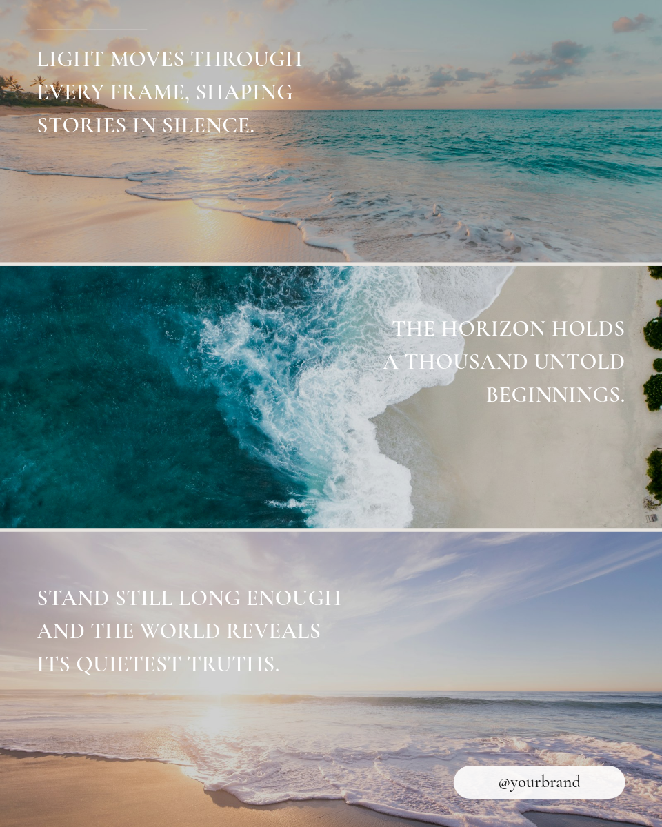 Monochrome Editorial Photo Strip Quote Post with Three Horizons