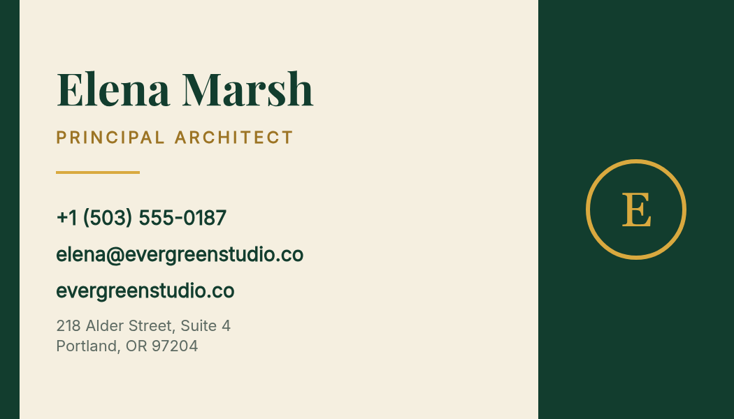 Business Card Template — Front & Back, Forest & Gold - Page 2