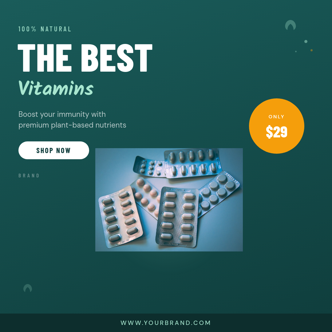 Premium Wellness Supplement Product Ad with Script Accent