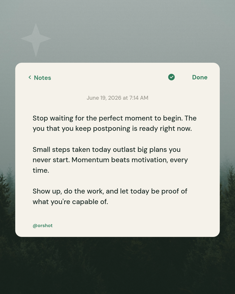 Foggy Forest Notes Card — Motivational Reminder Instagram Portrait