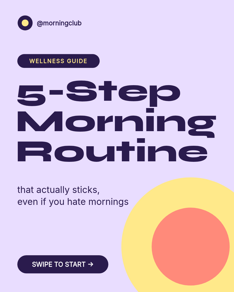 Instagram Carousel Template — 5-Step Morning Routine, Lilac - Page 1