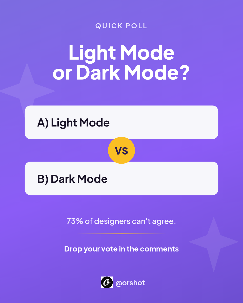 Purple-Gradient This-or-That Poll Card — Bold Rounded Headline, White Option Cards & VS Badge