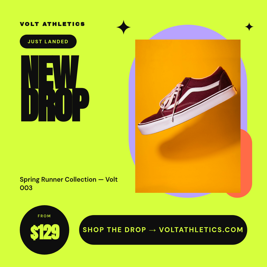 Vibrant Lime & Lavender Sneaker Drop Instagram Square Ad
