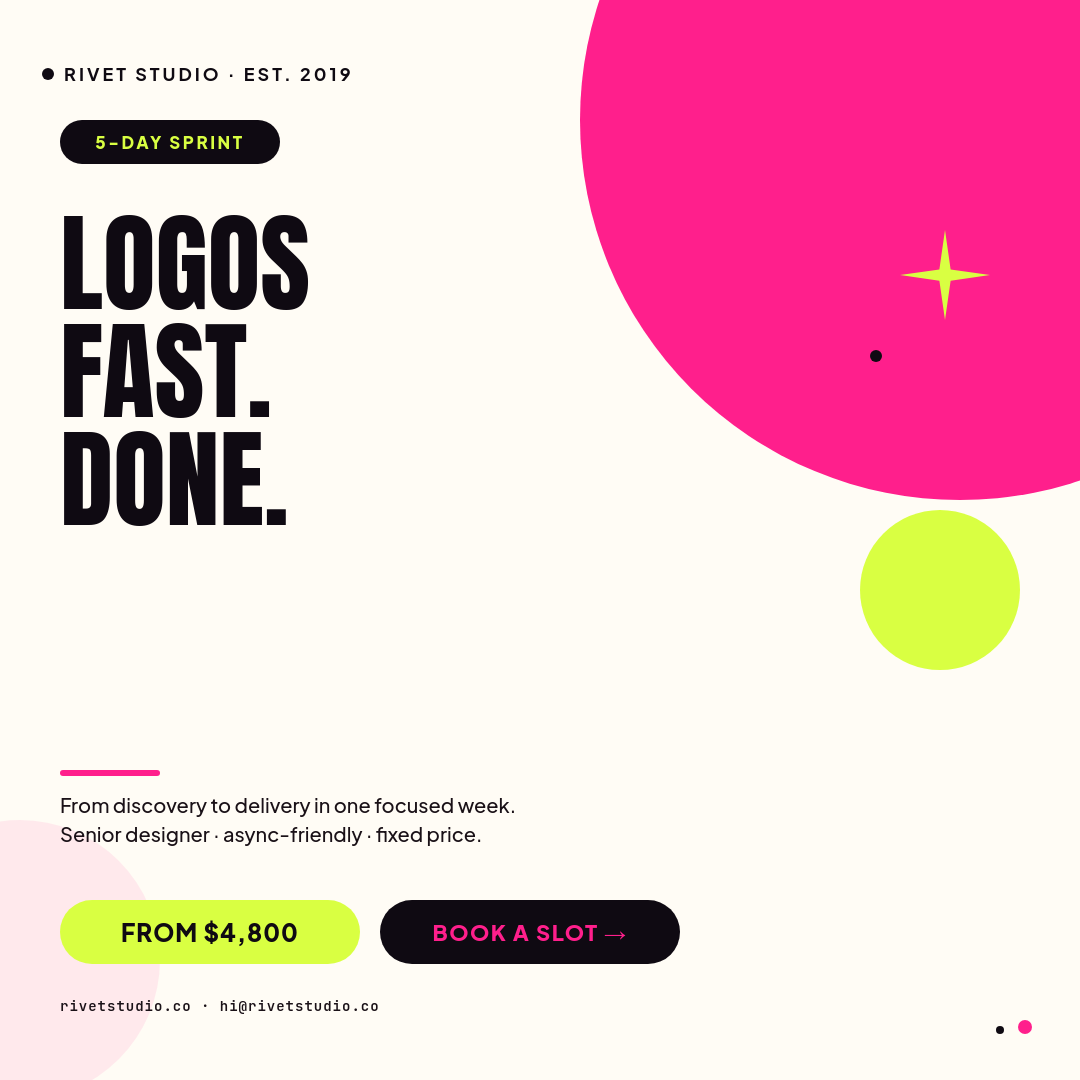 Bold Hot Pink Logo Design Sprint Square Ad with Stacked Condensed Headline