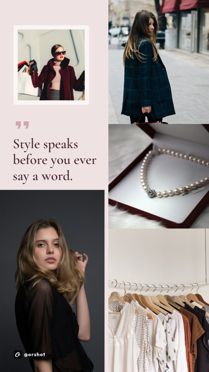 Fashion Mood-Board Quote Story — Editorial Photo Grid