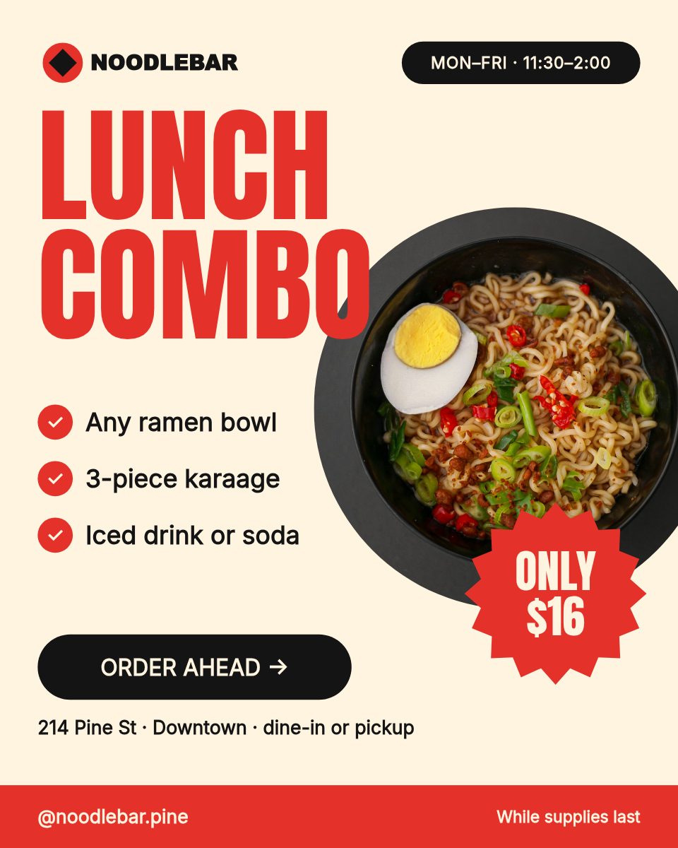 Restaurant Promo Post + Story — Ramen Lunch Combo - Page 1