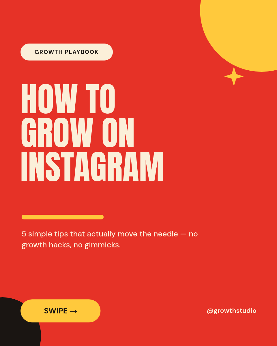 Bold Red Instagram Growth Tips Carousel with Giant Type - Page 1