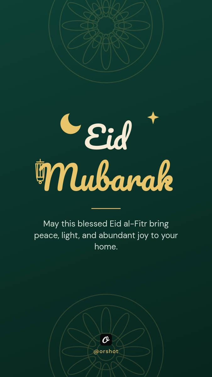 Emerald & Gold Eid Mubarak Greeting Story with Mandala