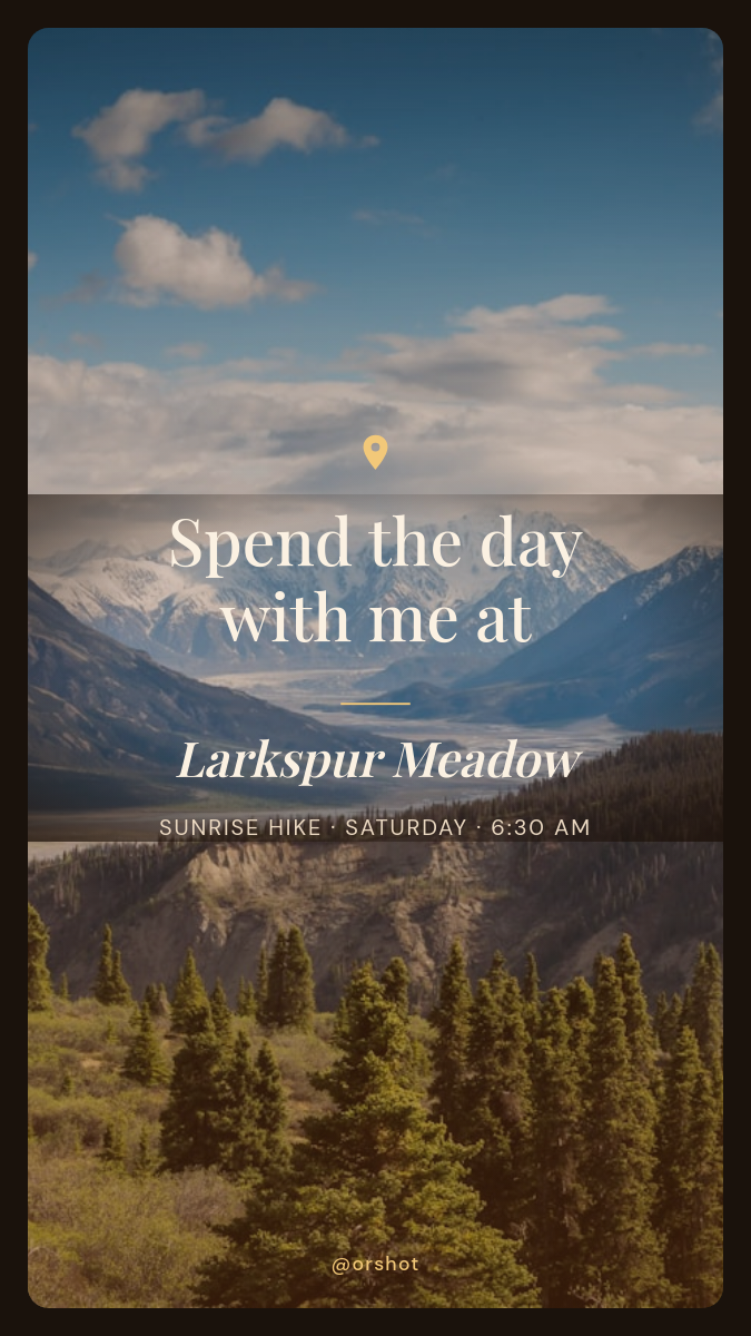 Warm Vintage Film-Frame Scenic Invite Story — Spend the Day
