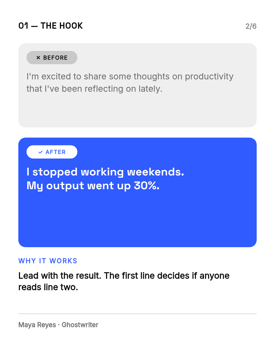 LinkedIn Carousel Template — Before & After Post Rewrites - Page 2
