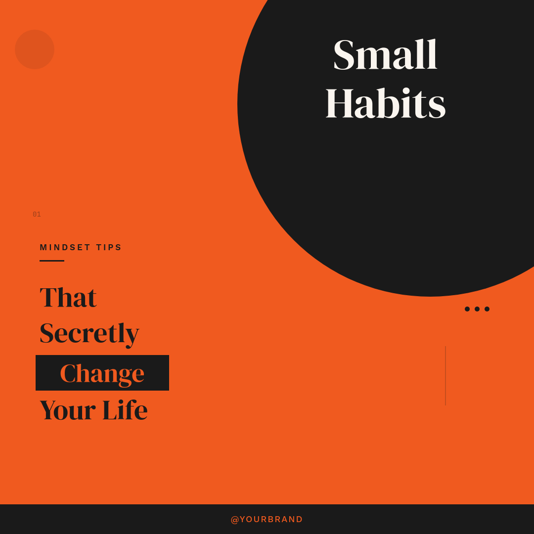 Bold Orange Typographic Mindset Card with Dark Circle and Highlight Accent