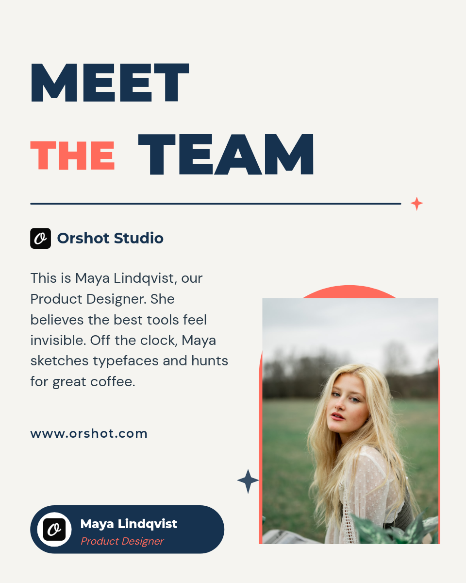 Meet the Team Member Spotlight — Navy & Coral Two-Tone