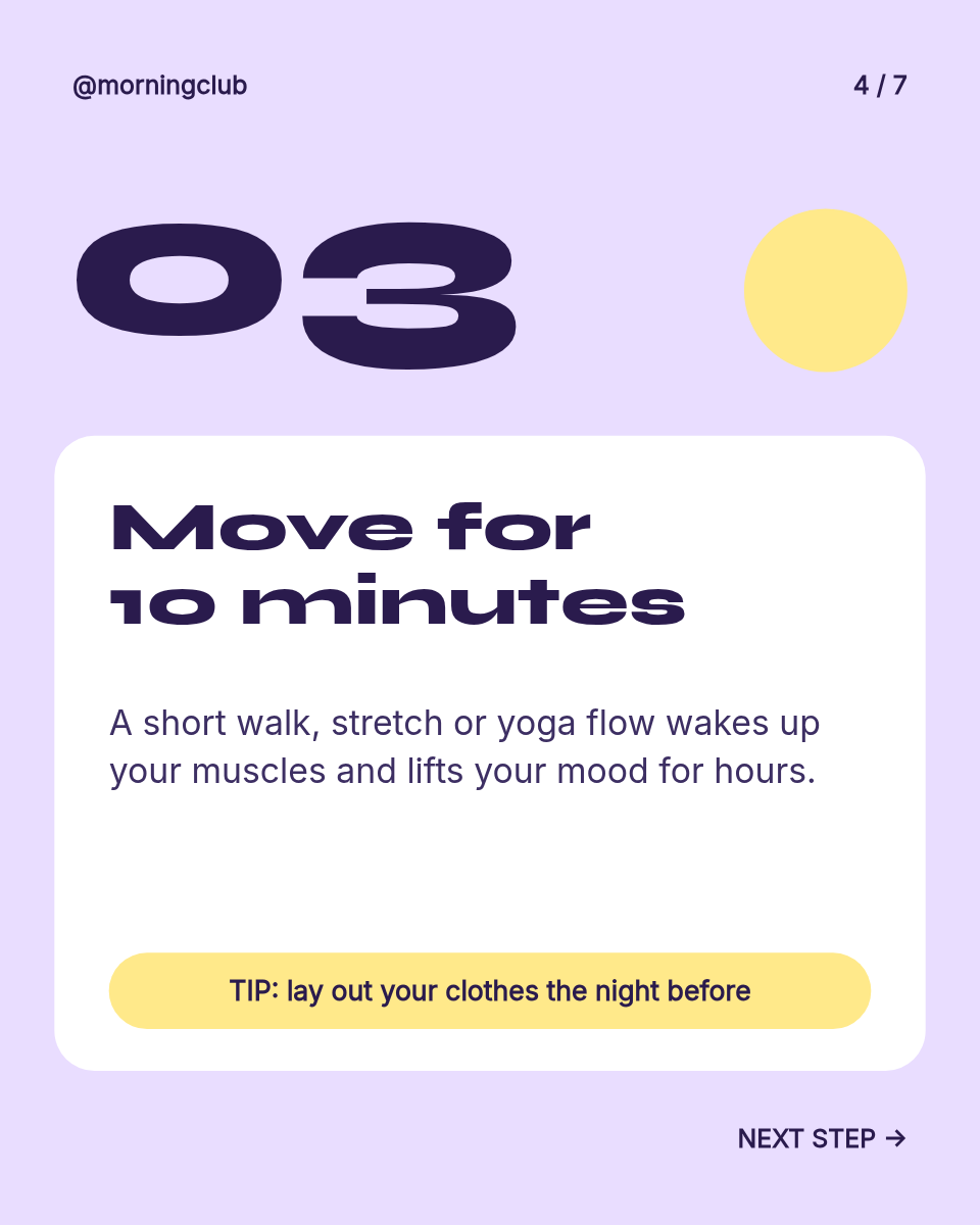 Instagram Carousel Template — 5-Step Morning Routine, Lilac - Page 4