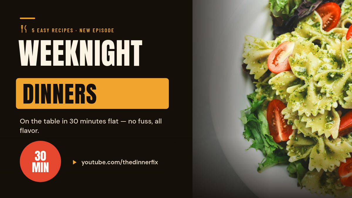 Dark Bold Weeknight Dinners Cooking YouTube Thumbnail
