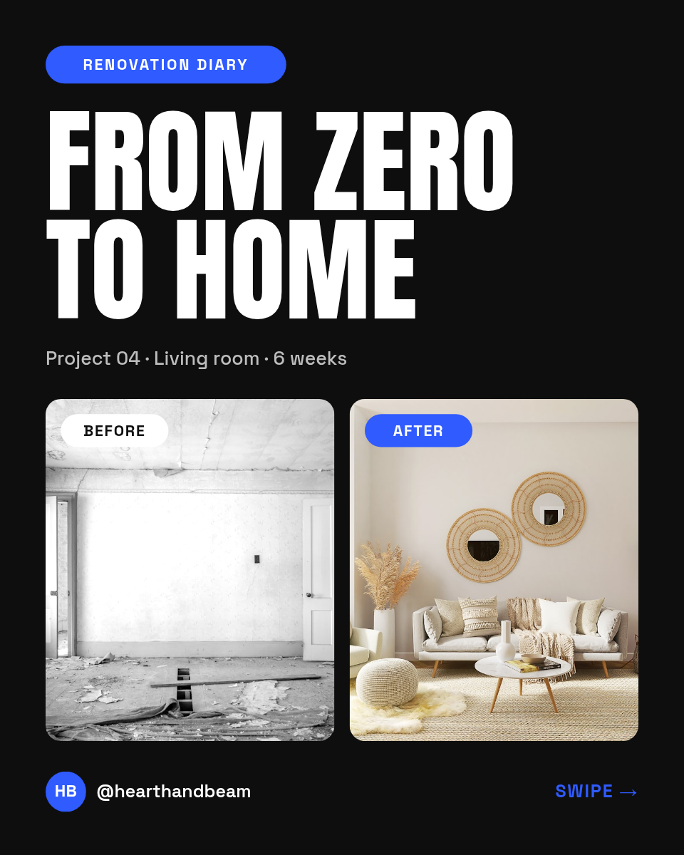 Instagram Carousel Template — Room Makeover Before & After - Page 1